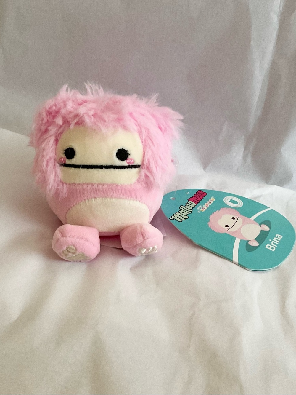 New Squishmallows MallowMees Brina Pink Bigfoot Squishy Toy Plush Squeezy